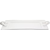 American Atelier Bianca Dash Rectangle Platter with Handles, White