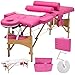 ZhangXF Folding Massage Table 84'' Professional Massage Bed Luxury-Model with Additional Accessories 3 Fold, Pink (C)