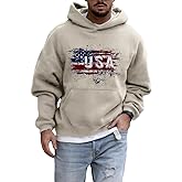 Camo Hoodies Men American Flag Printed Graphic Hooded Sweatshirt Long Sleeve USA Patriotic Vintage Pullover Tops
