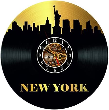 Vinyl Wall Clock – Music Vinyl Wall Clock – New York Gold Vinyl Record Wall Clock – LikeMark Wall Clock Vinyl Decal