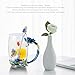 Kpcuisite Glass Tea Cup Coffee Mugs & Gifts for Women with Spoon Beautiful Rose Flower Butterfly (Blue Tall)
