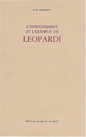 L' enseignement et l'exemple de Leopardi
