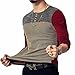 LOGEEYAR Mens Slim Fitted Casual Short Sleeve Button T-Shirts Contrast Color Stitching Tees Tops Z-red