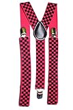 AJ Accessories Youth Checkered Suspenders-Pink and Black-Youth One Size