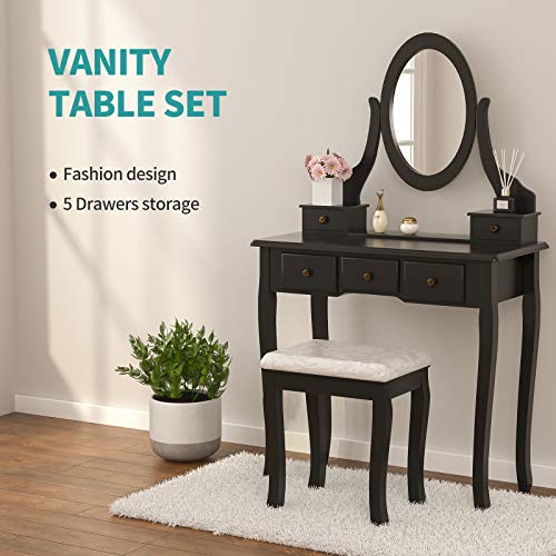 Mecor Vanity Table Set, Dressing Table with Mirror,Vanity Makeup Table