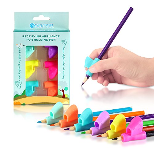 Pencil Grip,Geekper 6Pcs Writing Aid Grip Posture Correction Tool Children Pencil Holder Pen Writing Aid Grip Posture Correction Tools (Mult-color)