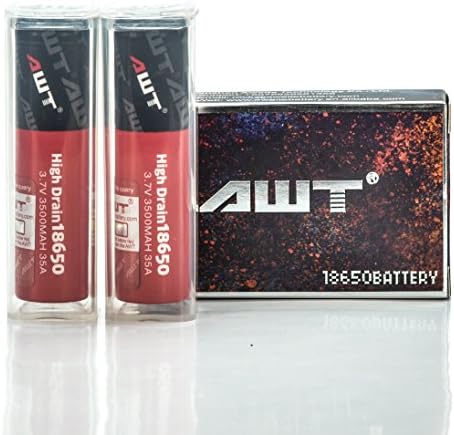 AWT IMR 18650 3500MAH 35A 3.7V rechargeable batteries | 2-Pack | individual battery protection case