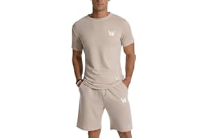MLANM Mens Short Sets 2 Piece Outfits Casual Summer Tracksuits Fashion Short Sleeve T Shirt and Short Sets