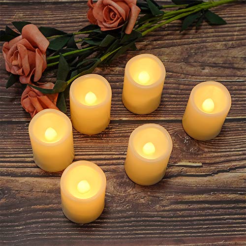 DRomance Flickering Flameless Votive Candles Bulk with Remote, Battery Operated LED Tealights Candles(Battery Included), Set of 6 Plastic Warm Light Christmas Home Decoration(Ivory, 1.5 x 2 Inch) - Thumbnail 5