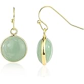 Green Earrings for Women – Dainty Gold Dangle – Real Jade -Sage - Light – Pale – Dark - Green Stone – Rose Quartz Pink Crystal Genuine – Natural Gemstone - Dainty -Short -Drop and Dangle – Lightweight - Unique Anniversary Birthday Gifts for Wife – Teacher Appreciation Gift