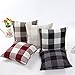 Jiuhong Cotton Linen Throw Pillow Covers Farmhouse Decor Checkers Plaids Square Cushion Case Home Decorative for Sofa Bedroom Car, 2 Pack (Navy, 18 x 18 Inch)