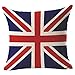 Vintage UK GB Union Jack Flag - Square Burlap Light Linen Design Throw Pillow Case Shell Cushion Covers with Zipper 18 x 18 Inch Home Car Decor - for Living Dining Room, Couch, Sofa