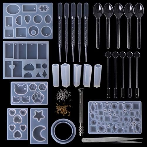 WentingZWT Silicone Resin Moulds 1 Set Epoxy Resin Kit DIY Jewelry Casting Tools Silicone Mold Handmade Necklace Pendant Bangle Gifts Creative Professional Accessories