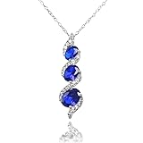 Ice Gems Sterling Silver Created Blue Sapphire and