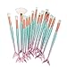 Loyalt Mermaid Makeup Brushes Set Chubby Fish Foundation Brush with Box 15pcs Soft Nylon Bristles Beauty Make Up Kits Face Blush Concealer Eye Lip Cosmetic Tools - Green Gradient