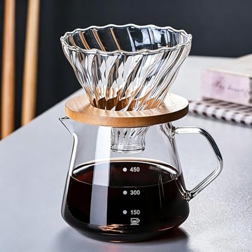 HOOPZOZA 600ml Glass Drip Coffee maker coffee Pot with Drip Filter Coffee Share Pot (A-600 set)