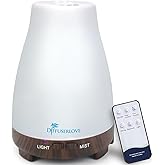 Diffuserlove Essential Oil Diffusers 200ML Remote Control Diffuser Mist Humidifiers BPA-Free Aromatherapy Diffuser (Black Base)