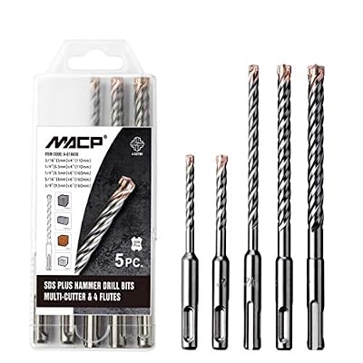 SDS Plus Hammer Drill Bit Set, 5pcs Carbide Rebar Bits for Concrete, Masonry, Brick, Granite