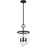Hunter - Belltown 3-light Natural Black Iron, Medium Size Pendant Light, Dimmable, Transitional Style, Urn Shaped, for Bedroo