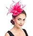 SAFERIN Fascinator for Women Hair Clip Hat Bowler Feather Flower Veil Wedding Party Hat Tea Hat（TA2-Fuchsia）