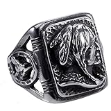 Mens 361L Stainless Steel Ring, Viantage, Biker, Silver, Womens Portrait Size 7-13