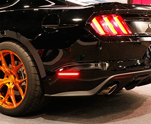 iJDMTOY (2) Smoked Lens LED Rear Side Marker Lamps with 48-SMD Red LED Lights For 2015-up Ford Mustang