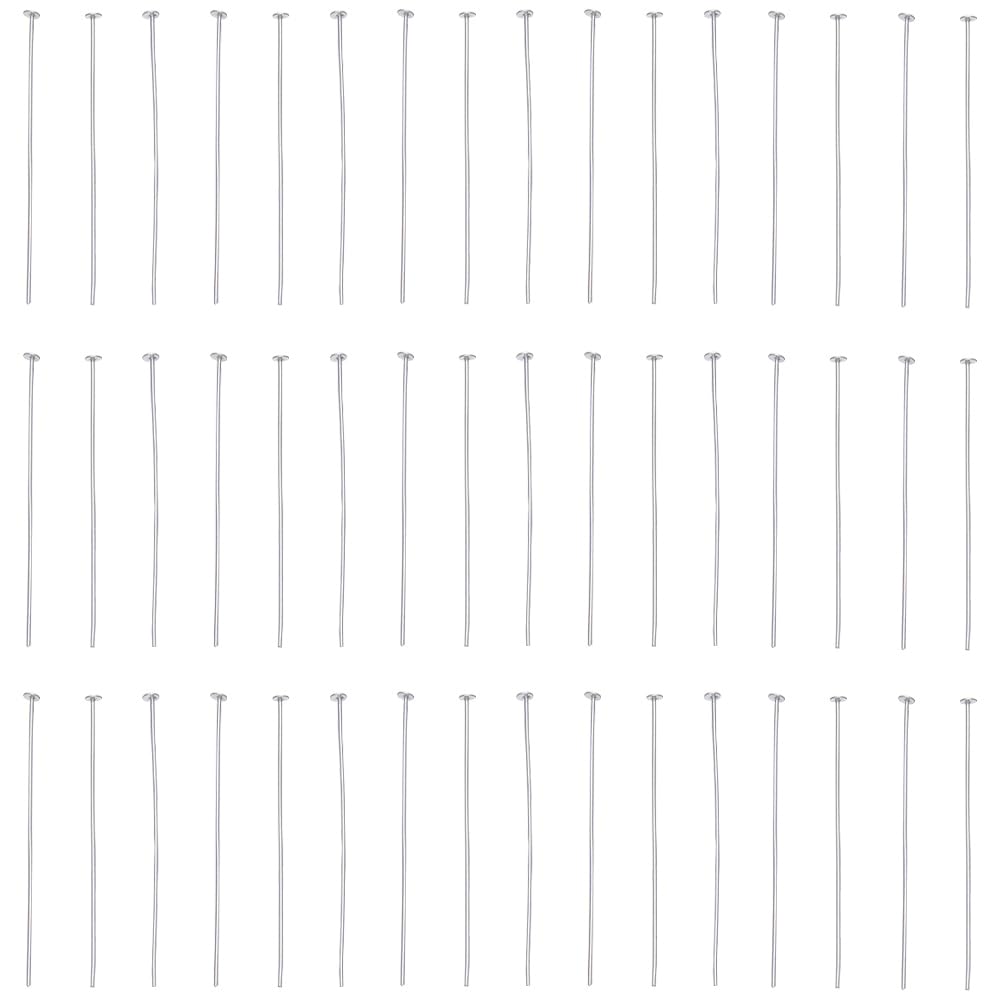 SUNNYCLUE 1 Box 40Pcs 925 Sterling Silver Pin Heads Earring Pins 35mm Flat Pins Jewellery Findings Head Pins Flat Head Wire Pin Flat Pins for Jewellery Making Accessories DIY Dangle Earrings Supplies