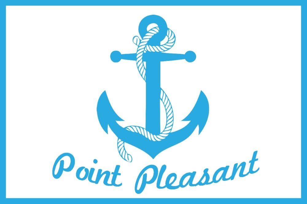 Point Pleasant Beach, New Jersey - Aqua and White Anchor (24x36 Giclee Gallery Print, Wall Decor Travel Poster)