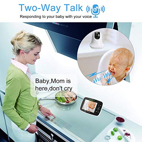 2.4GHz Video Baby Monitor with Camera 3.5 inch Color LCD Screen HD Remote Monitor Pan Tilt Zoom Two-Way Talk Infrared Night Vision Two Way Audio Temperature Display Lullaby with Wall Mount - Thumbnail 5