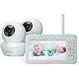5" HD Split-Screen Baby Monitor, Babysense Video Baby Monitor with Camera and Audio, Two HD Cameras with Remote PTZ, Night Li