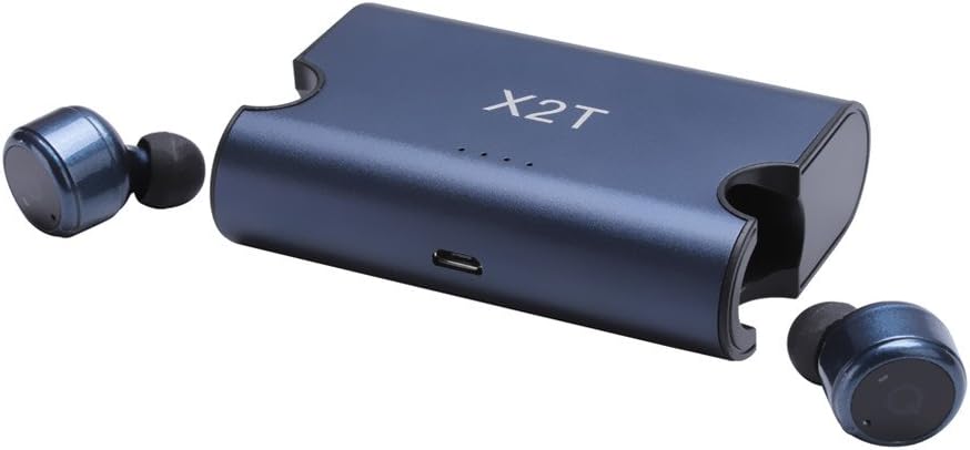 Wireless Bluetooth Headphones - XIAOWU Dual Wireless Earphones Bluetooth Earbuds Mini Stereo Bluetooth Headset with Built-in Mic and Charging Case for iPhone 8 7 Plus Samsung iPad Android (Dark Blue)