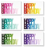 Birthday Card - 48-Pack Birthday Cards Bulk Box Set, Happy Birthday Cards, 6 Colorful Ombre Happy Birthday Designs with Blank on The Inside, Envelopes Included, 4 x 6 Inches