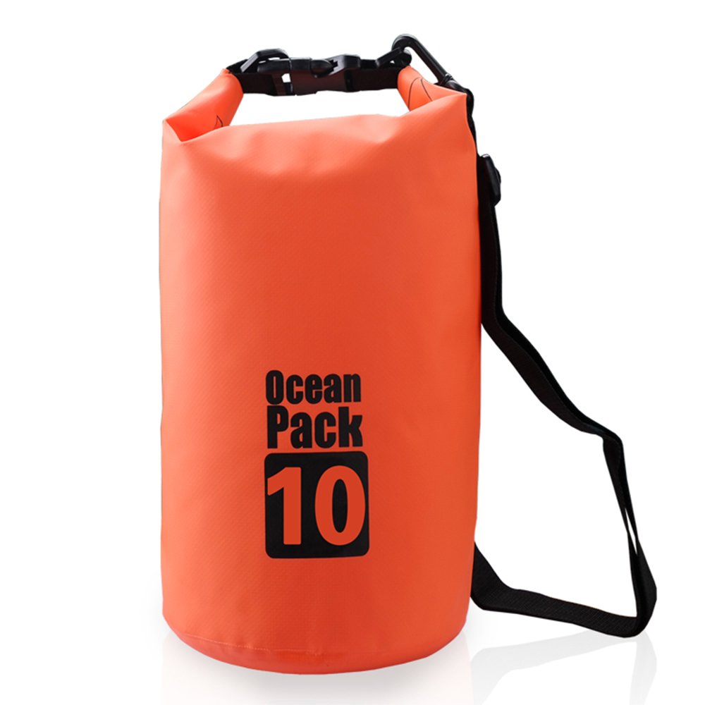 Bear Outdoor Dry Sack/Waterproof Bag for Boating, Kayaking, Hiking, Snowboarding, Camping, Rafting, Fishing and Backpacking (Orange, 10L)