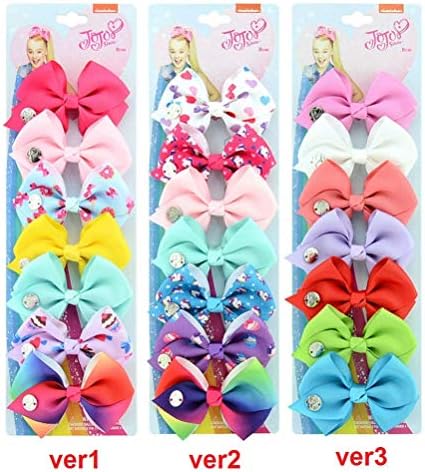 1 Set 7pcs 3.5" JoJo Clip Colorful Solid Print Christmas Bows with Alligator Clips for Kids Girls Hair Accessories Hairpins 878
