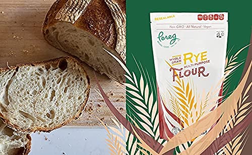 PEREG NATURAL’S RYE FLOUR (16 OZ) – NON-GMO, WHEAT FLOUR SUBSTITUTE – GREAT FOR BAKING BREAD, SOURDOUGH BREAD, GINGER COOKIES – VEGAN & ALL NATURAL