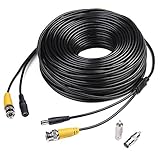 Masione black 150ft Video Power Extension Cable Wire for CCTV DVR CCD Security Cameras Surveillance System with BNC to RCA Adaptor
