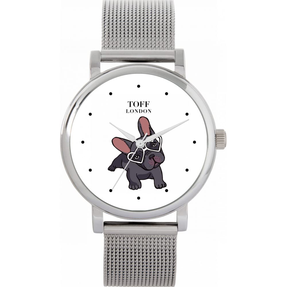 Toff London Ladies Grey French Bulldog Watch