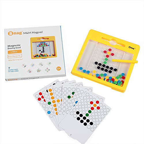 BMAG Magnetic Drawing Pad, Creative Doodle Board, Magnatab Toys, Magnetic M&M Dots Drawing Tablet, Educational Travel Doodle Toys for Toddler Kids Children (Small)