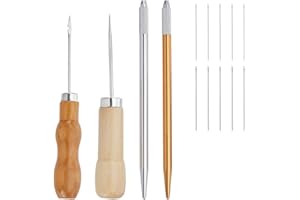 AHANDMAKER 2Pcs 2 Colors 304 Stainless Steel Hair Rooting Tool with Awl Pricker Sewing Tool and Ventilating Needles, Doll Hai