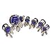 Blue Sparkle Rose Leaf Dangle Plug 0G Pair