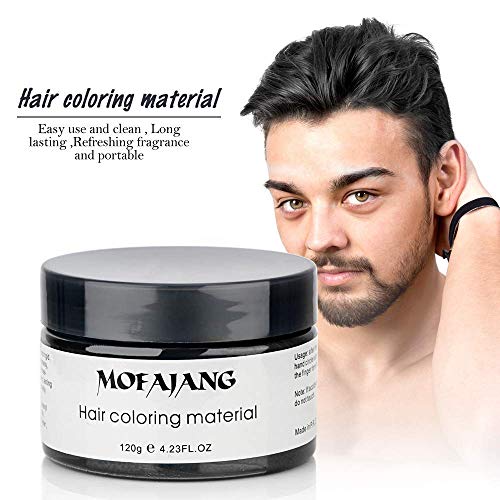 MOFAJANG Unisex Hair Wax Color Dye Styling Cream Mud, Natural Hairstyle Pomade, Washable Temporary,Party Cosplay (Black) - Thumbnail 4