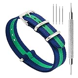 CIVO Watch Bands NATO Premium Ballistic Nylon Watch Strap Stainless Steel Buckle (Navy/Shamrock, 18mm)