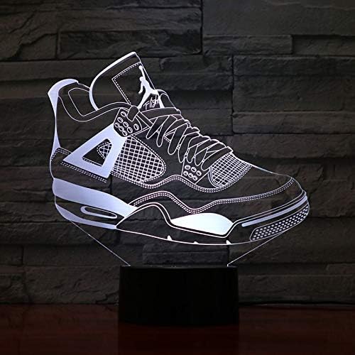 yuandp Jordan Retro 4 Shoes Basketball Lamp Bedside Decor 3D Illusion Touch Sensor Boys Kids Gift Led Night Light Air Jordan 4 Sneakers