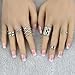 Malloom 6pcs/Set Women Punk Retro Silver Plated Nail Ring Above Knuckle Rings Set