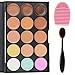 EVERMARKET 15 Colors Professional Concealer Camouflage Makeup Palette Contour Face Contouring Kit + 1 PC Premium Oval Make Up Brush + 1PC Silica MakeUp Washing Brush by Evermarket