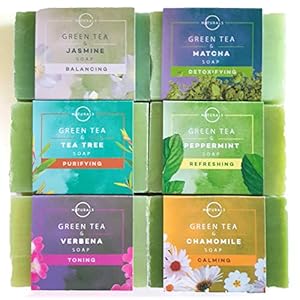 O-Naturals-6-Piece-Green-Tea-Herbal-Essential-oils-Bar-Soap-Collection-Moisturizing-Face-Body-Cleanser-Anti-Acne-Aromatherapy-Gift-Set-Vegan-Organic-Ingredients-Shea-Butter-Men-Women-680gr-Total O Naturals 6-Piece Green Tea Herbal Essential oils Bar Soap Collection Moisturizing Face & Body Cleanser Anti Acne…