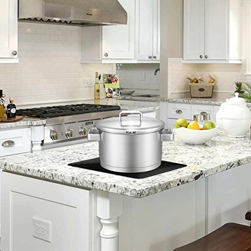 2 Pack,Silicone Trivet Mats/Hot Pads,Pot Holder,9"x12" Non Slip Flexible Durable Heat Resistant Pot Coaster Kitchen Table Mats (Black)