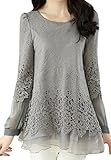 CANDOIT Women's Chiffon Lace Patchwork Casual Slim Charming Shirts