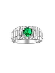 Rylos Men's Ring Sterling Silver Ring, 7MM Round