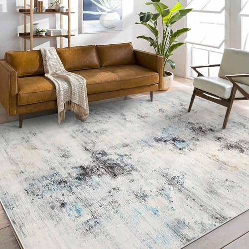 Calore - Tapetes Modernas Alfombras Abstractas Suaves para Sala de Estar/Recámara/Cocina y Comedor, Alfombra de Pelo Mediano para Decoración del Hogar (Gris 9, 6.5 ft x 9.8 ft (200×300cm))